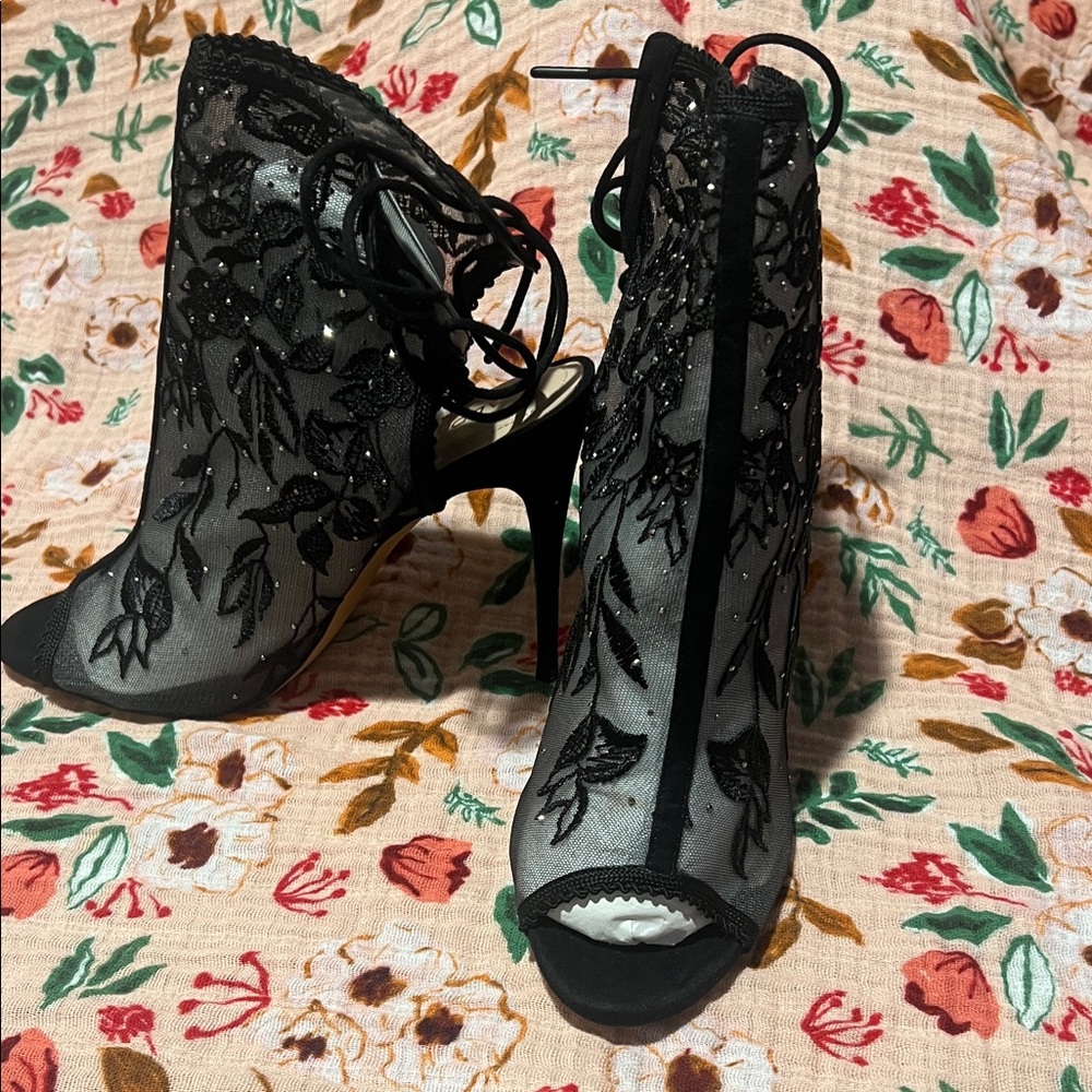 Aldo Black Sheer Lace Heels
